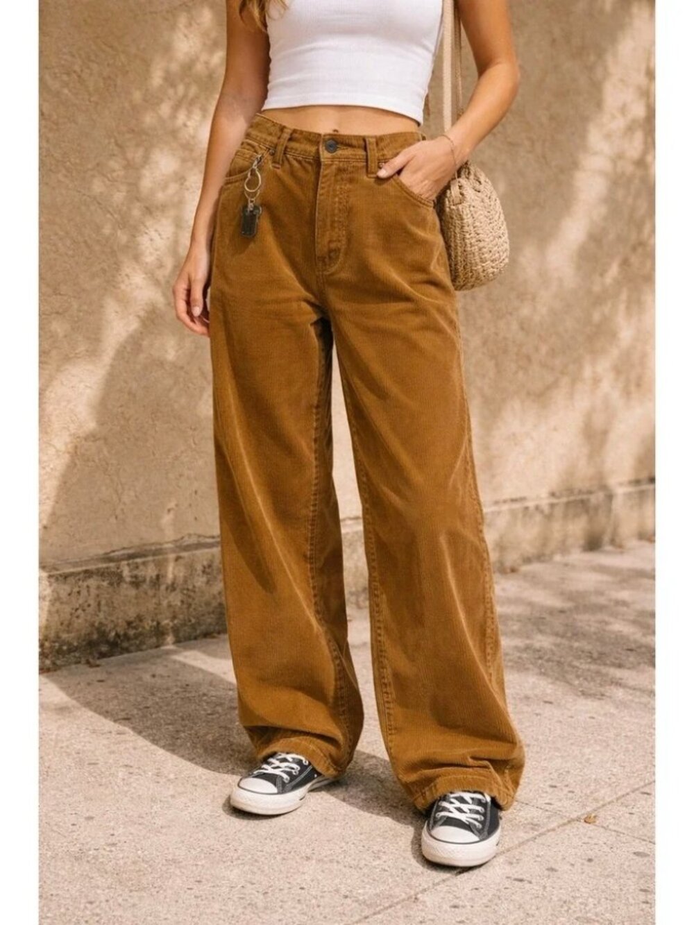 Levi's Wide-Leg Corduroy Trousers in Camel Brown